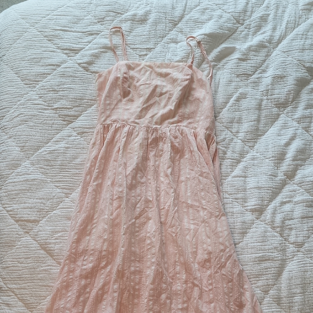Aqua Pink and White Striped Dress